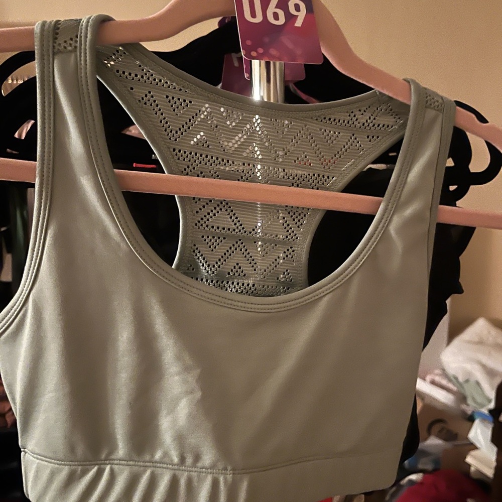 ZYIA Active Muted Moss/Sage Green Mesh Racerback Bomber Sports Bra